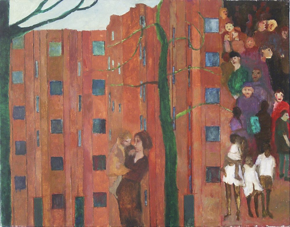 Clara de Jong 3 Bertelmanplein 90x70,1998 olieverf