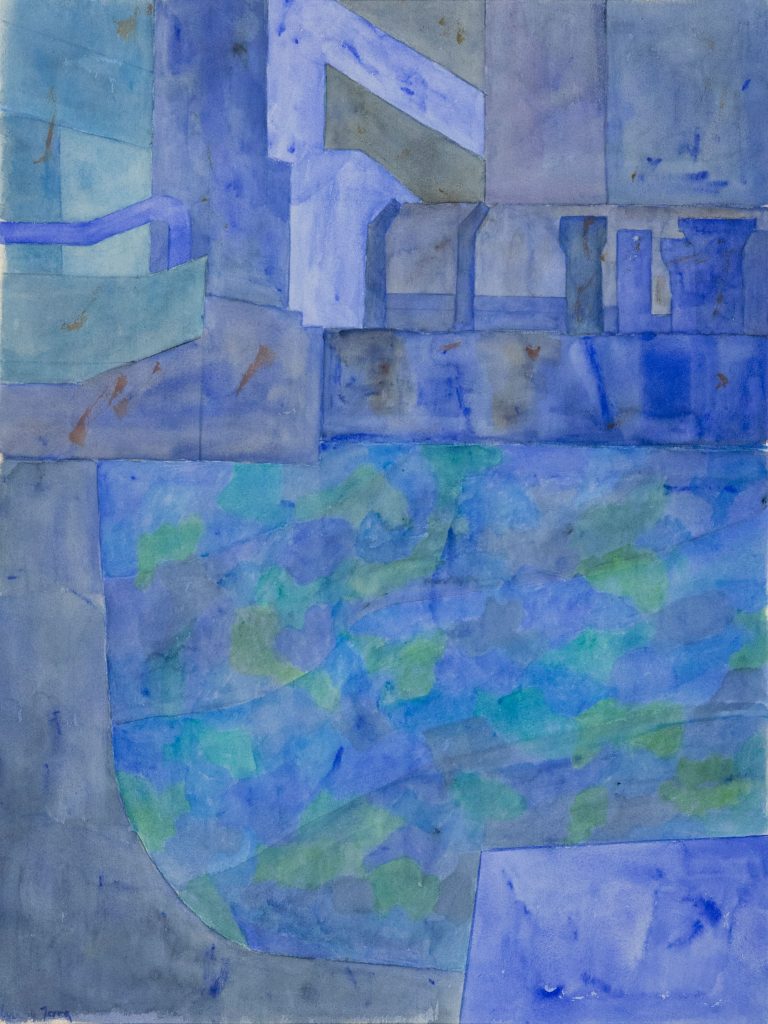 Clara de Jong 85 Van Gent Naaar Watervliet 92x72,1987 aquarel