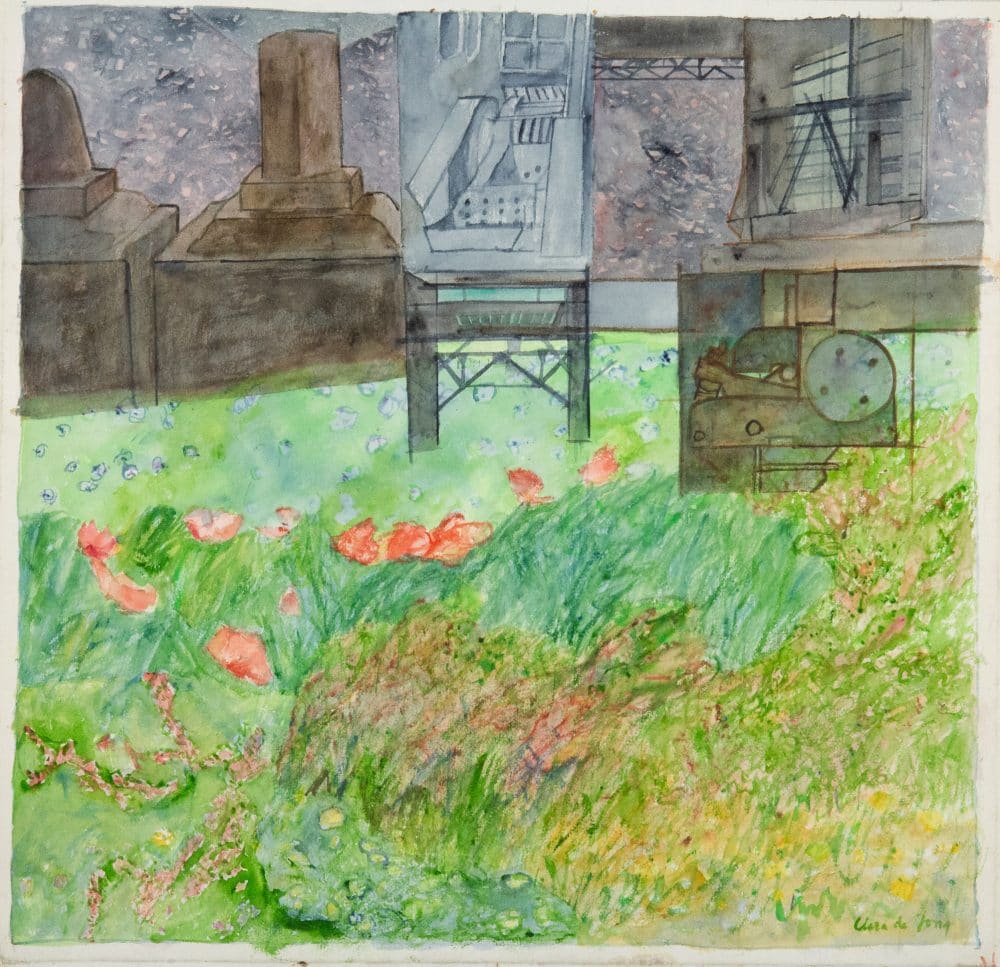 Clara de Jong A346 Van Gent Naar Watervliet 94x71,1987 aquarel