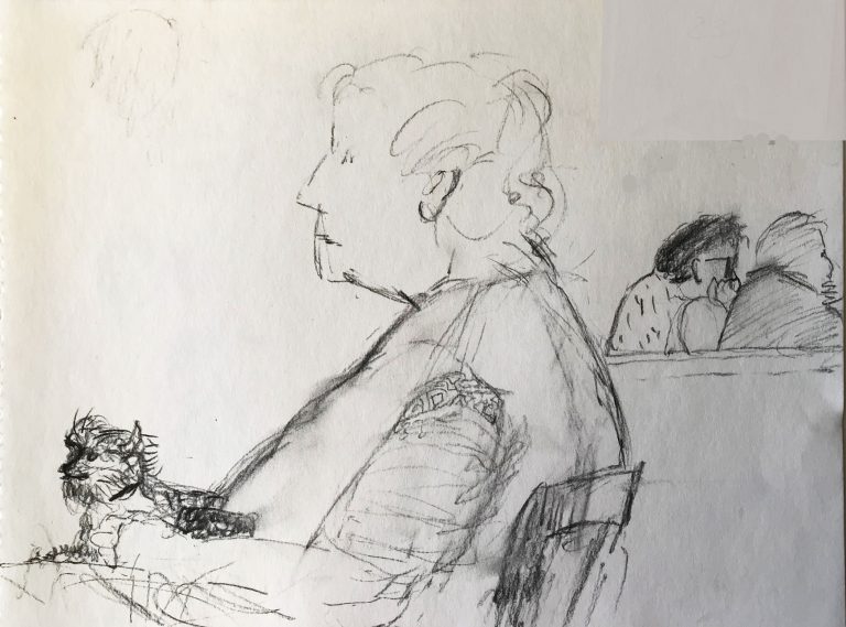Clara de Jong T239 Cafe Scene 28x18 tekening